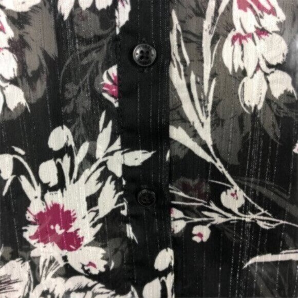 NWT Guess | Women's Silver & Black Sheer Floral Blouse Size Small - Picture 9 of 12